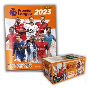 Virallinen Panini Premier League -tarrakokoelma 2023 - 120 paketin laatikko ja albumi